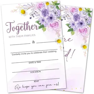 Floral Bridal Shower Invitations with Envelopes, Watercolor 25 Pack Double-Sided Wedding Invites for Newlyweds, Engagement, Mr And Mrs, Party Decorations & Supplies-12