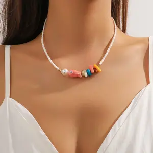 Whimsical Beaded Chokers for Women - Niche-Design Bohemian Ceramic Little Fish Pendant Clavicle Chain, Sports & Outdoor Accessories for Women