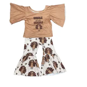 toddler girl clothes gobble girl thanksgiving outfit turkey toddler bell bottom set two-piece set girls clothes sets