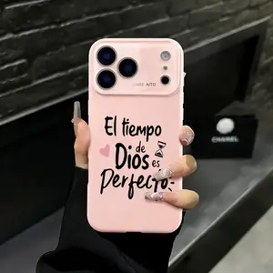 Bible-Inspired "God's Timing Is Perfect" Spanish Quote TPU Smartphone Casing for iPhone 17 Pro Max,16,15 Plus,14,13,12 Series - Full Camera Lens Protection, Shockproof, Drop-Resistant, Durable Cellphone Device Accessory for Faith-Focused Individuals