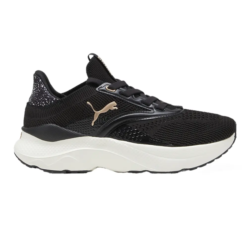 PUMA Womens Softride Mayve Minima Leopard Running Sneakers Shoes - Black PUMA Womens Softride Mayve Minima Leopard Running Sneakers Shoes - Black