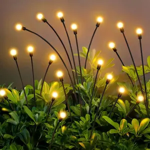 Solar Garden Lights 4-Pack 32 LED Firefly Solar Lights for Outside, Sway by Wind, Waterproof Solar Powered Garden Decor, Holiday Lights, Christmas Decorations