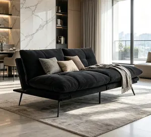 2-Seater Convertible Sofa Bed for Small Apartments - Multi-Angle Adjustable Back, Multi-Angle Adjustable Armrests
