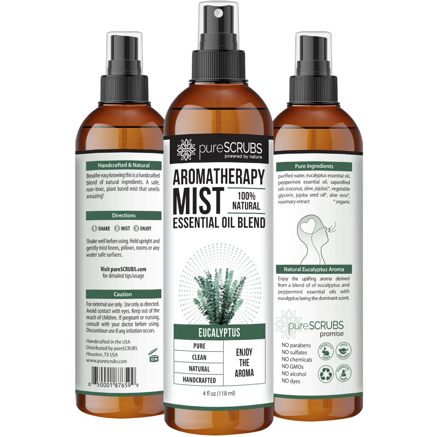 Eucalyptus Aromatherapy Mist - 100% Natural Essential Oil Blend for Room, Body, Linens