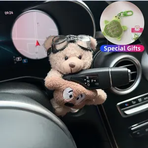 Cute Teddy Bear Design Car Interior Decoration Adorable Plush Center Console Accessory for Women Girls Girly Decorative Lightweight Durable Material Special Gifts