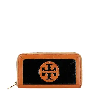 Pre-owned Tory Burch Patent Leather Small Leather Goods Long Wallet
