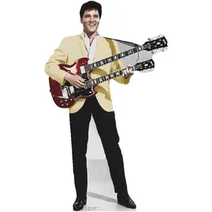 212 MAIN Life-Size Corrugated Cardboard Stand-Up Cutout - Advanced Graphics 845 Elvis Yellow Jacket Print, Indoor Home Wall Decor