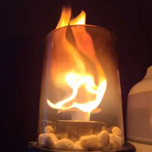 Table Fireplace with Protective Glass, 1 Count Warming Table Fireplace Heater for Indoor and Outdoor Use, Table Decoration and Heating, Balcony Ambiance Decoration, Summer for Gift