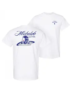 Michelob Ultra Golf Cart Front and Back Print T-Shirt White