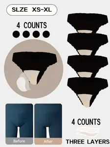 Cameltoe Proof Seamless Thongs Made With Sandwich Like Patented Insert 3-LAYER PROTECTION Women's Leopard Print Thong Panties, Breathable Low Waist Seamless Underwear, Fitted Casual Yoga Gym Wear, 4/6 Pack Basic