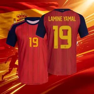2026 Spain Home And Away Red And White 19# Lamine Yamal 20# Pedri Short And Long Sleeve Soccer Jersey Fans Version