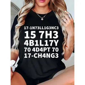 Women’s Black Leet Code Intelligence & Adaptability T-Shirt | Casual Tech-Inspired Tee for Everyday Wear, Geeky Fashion Lovers
