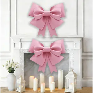 2 Pack Large Bows Decor 20"x 24" Giant Bow DIY Material Birthday Party Decorations, EVA Big Bow for Room Wall Backdrop Holiday Wedding Bride Car Decorative Packaging for Large Gifts (Pink)