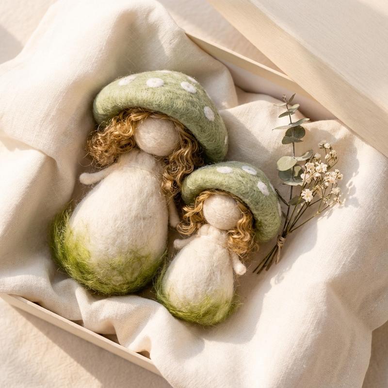 1Set Needle Felting Kit, Felting kits for Beginners adult with Step-by-Step Tutorials, Mushroom Girl DIY Felting Kit, Cute Funny Home Decorative Ornaments, Birthday Valentine's Day and Christmas Novelty Gifts, Diy Handmade Craft