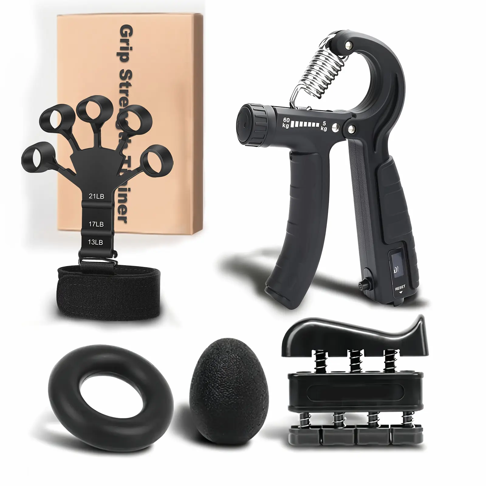 Hand Grip Strength Trainer for Muscle Building, Finger Exerciser Hand Extensor with Forearm Workout Ring for Home Gym