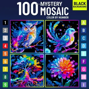Mystery Mosaic Color by Number for Adults Colorful Quest: A Fun and Creative Coloring Book with Pixel Art Challenges to Reveal Hidden Images for Relaxation