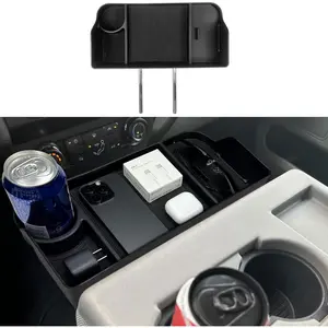 Center Console Seat Headrest Organizer for 2011-2024 2025  F150 F250 F350 F450 F550 F650 Accessories, Storage Tray with Non-Slip Rubber Mat (Jump Seat Only)