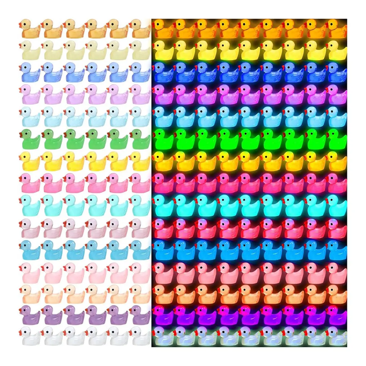 200 PCS Bulk Pack Luminescent Mini Resin Ducks (0.6 x 0.7 x 0.4 inches) - Glow-in-Dark Household Decor Accessory for Dollhouse, April Fool's Day Prank, Boyfriend's Room Accents