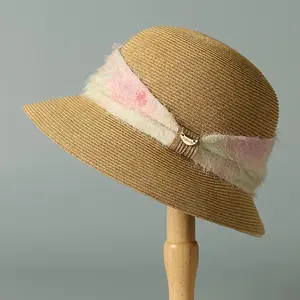 Vintage Aesthetic Straw Sun Hat Summer Face-Revealing Elegant Hepburn Style Travel Hat