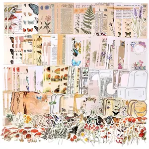 200 count  Junk Journal Supplies,Scrapbook Supplies Scrapbooking Paper and Stickers Ephemera for Art Aesthetic Journaling Kit Collage(Nature)