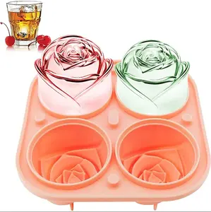Rose Shaped Ice Cube Mold, 1 Count Silicone Ice Cube Tray with Lid, Ice Tray for Juice, Coffee,Whiskey Bourbon and more