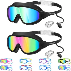 Kids' Anti-Fog Leakproof Wide-View outdoor Swimming Goggles with Earplugs & Nose Clip, Summer Essential Water Gear for Boys & Girls Ages 3-15 (Pool, Beach Use)