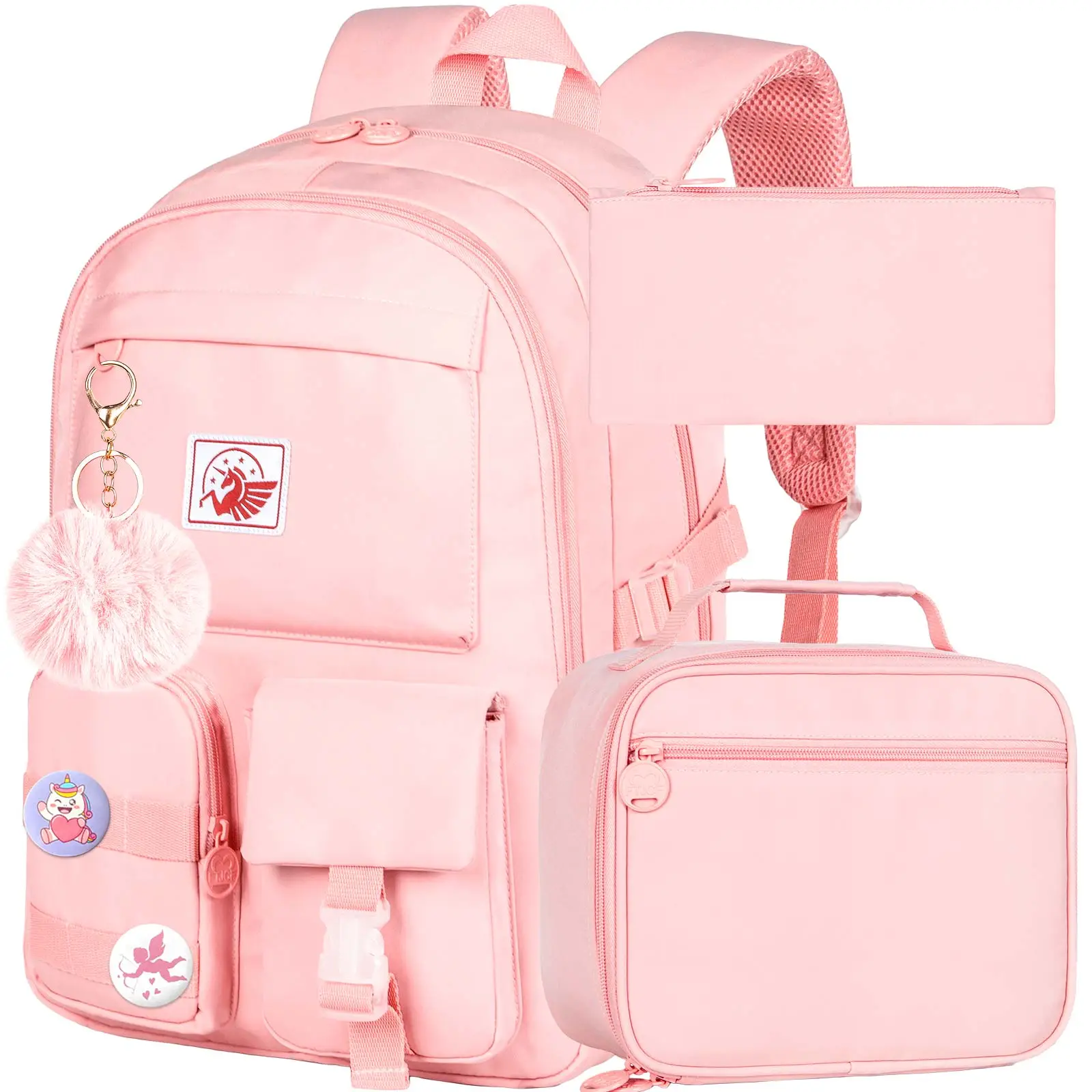 Girls Bookbag, 15.6 Inch Cute Aesthetic School Backpacks, Water Resistant Anti Theft College Bookbag for Women Teens Primary Students