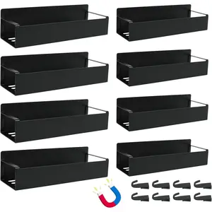 8 Pcs Magnetic Spray Can Holder Wall Mounted Magnet Toolbox Rack Spray Bottle Organizer Tool Box Storage Rack Mechanic Paint Can Holder for Home Garage Workspace (Black)