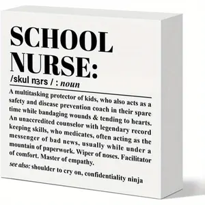 School Nurse Thank You Appreciation Gifts, School Nurse Week Gift, Nurse Birthday Graduation Retirement Gifts, School Nurse Definition Desk Decor Vintage Plaque Decor Home Decor Signs 5x5 inch