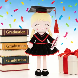 Graduation Girl Plush Doll Soft Stuffed Toy Cute Graduation Gift for Kindergarten Preschool Girls Graduation Day Keepsake Doll with Cap and Dress Hugable Comfort Toy Classroom Ceremony Nursery Decor Photo Prop