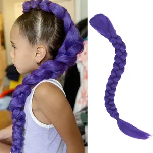 26 inch Purple Braid Clip in Ponytail Hair Extension | Long Pre Stretched Ponytail Extensions Soft Synthetic Hairpieces rumi Cosplay Wig for Demon Hunters Movie