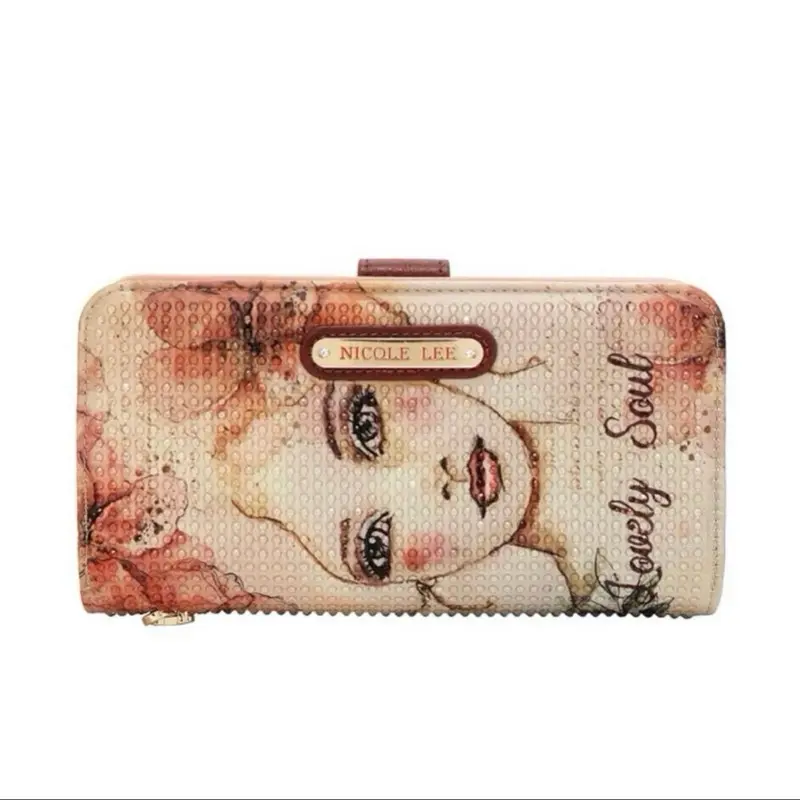 Women's Signature Bifold Wallet Wristlet - Casual Chic Elegant Vegan Leather, Vibrant Artwork, Compact Design, Multiple Card Slots, Zip-Around Closure, Ideal for Everyday Use
