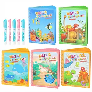 5 Pack Reusable Water Coloring Book for Toddlers, Water Doodle Book Toys, Paint with Water Books,Mess-Free Coloring Book, Portable Educational Doodle Drawing Toy,Educational Learning Kits Gifts