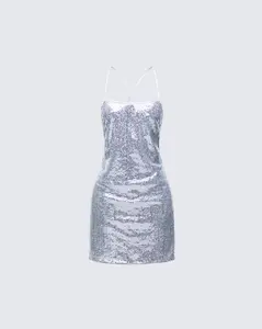 Lua Silver Sequin Cami Mini Dress