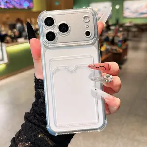 Transparent Card Holder Case for iPhone, Compatible with iPhone 11/12/13/14/15/16 Series, Anti-Drop Thick Phone Cover