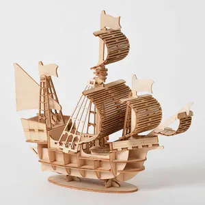 3D Wooden Puzzles For Adults, Sailboat Educational Puzzle Assembly Model, DIY Educational Desk Toy