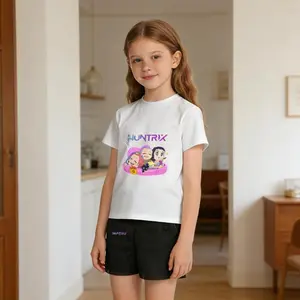 Kpop Hunter cartoon character short-sleeved shirt and shorts comfortable set, suitable for everyday summer casual wear.