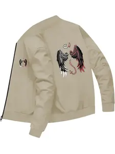 Trendy Street Style Unisex Angel And Devil Wings Printed Baseball Jacket For Daily Wear And Casual Outings