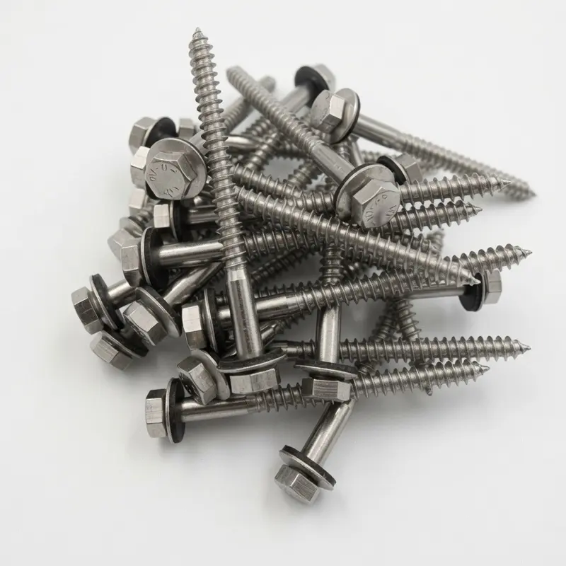 Stainless Steel Lag Bolts - 1/2in x 4in Size with Bonded Washer, 25-Pack, Heavy Duty Metal Rust Resistant Bolts