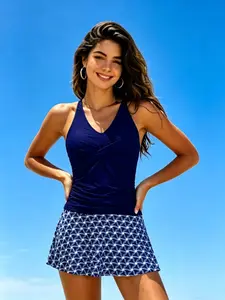 Women's New Style Two-Piece Swimsuit Set, Tankini Bathing Suits, Tankinis Set, Strapless Short Skirt Bikini, Fashionable Summer Swimwear, Tankini Swimsuits Women