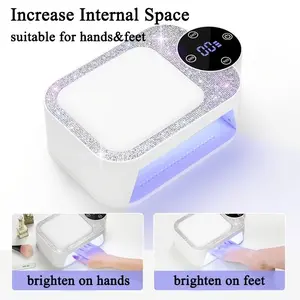 Portable UV Nail Lamp Rechargeable with Smart Sensor, Gel Polish Curing Light, Dual Hand Manicure Dryer, Three Timer Settings, Long Battery Life