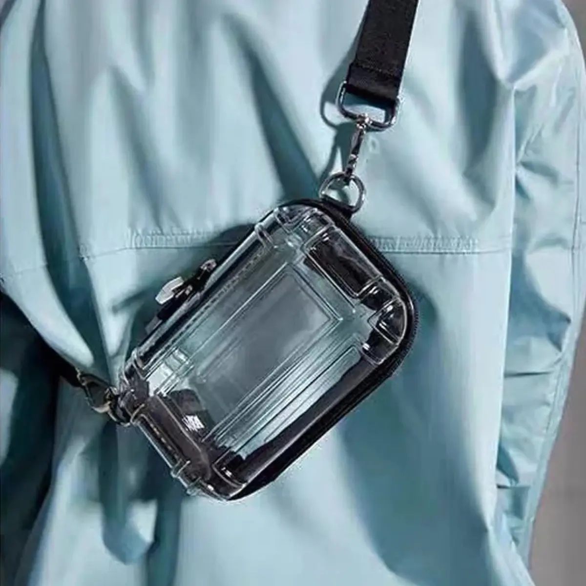 Hard Shell Clear Crossbody Bag, Stadium Approved Transparent PVC Shoulder Bag, Small Waterproof See-Through Sling Bag with Adjustable Strap for Concerts & Daily Use