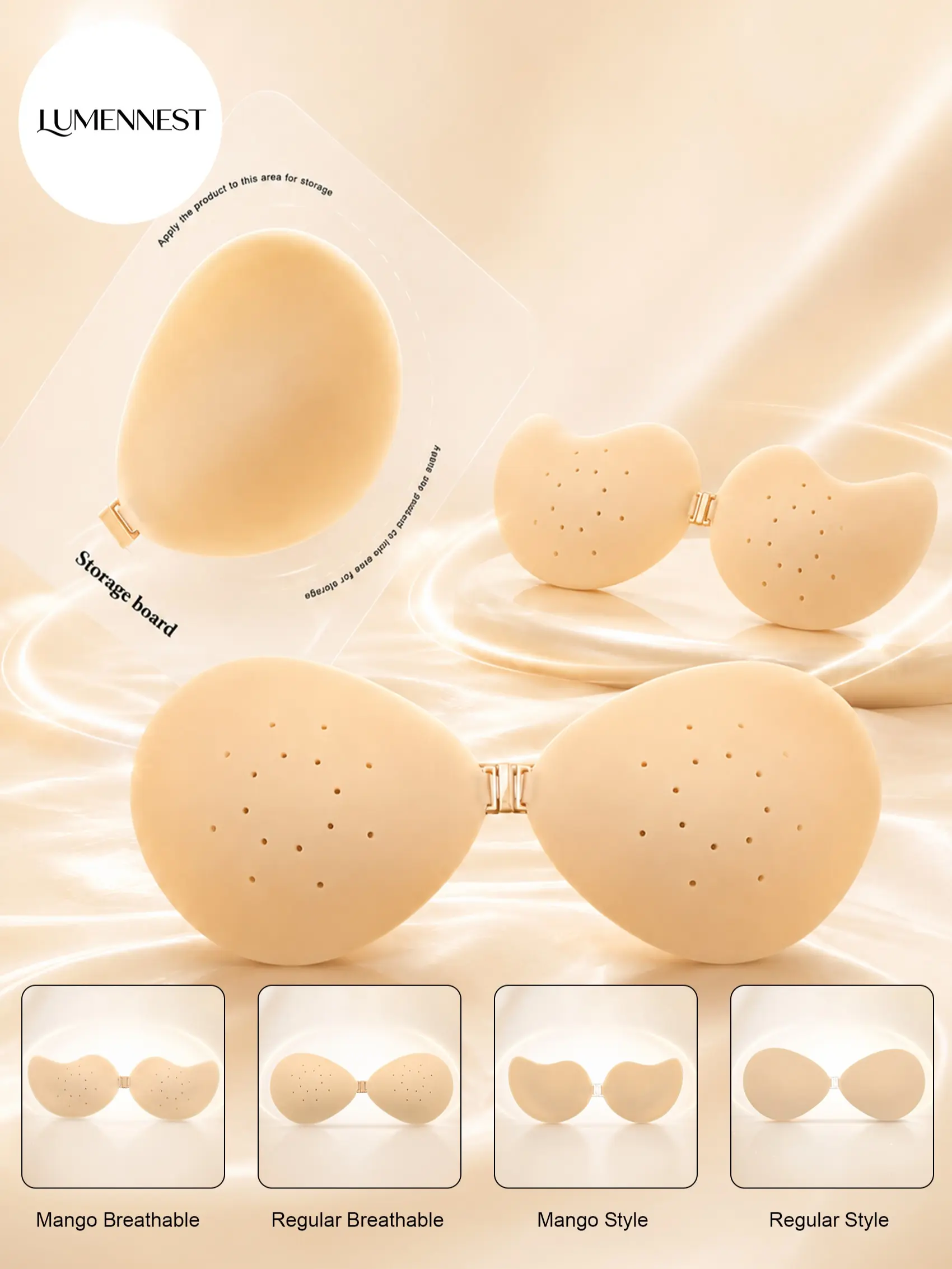 LUMENNEST Women's Invisible Adhesive Bra Front Closure Push Up Lift Bra Seamless Nipple Covers Sticky Strapless Backless Bra Waterproof Sweatproof Non Slip Ultra Thin Comfortable Small Bust Enhancing Bra