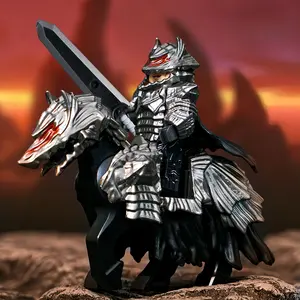 Shadow Knight Warrior Minifigure & Armored Steed – Custom Brick Figure Set