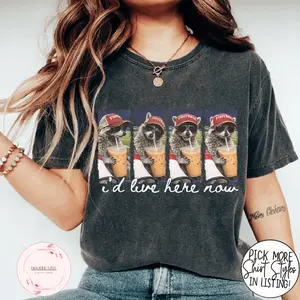 Raccoon I live Here Now Shirt, Raccoon Drinking Iced Coffee Shirt, Ballfield Dark Shirt