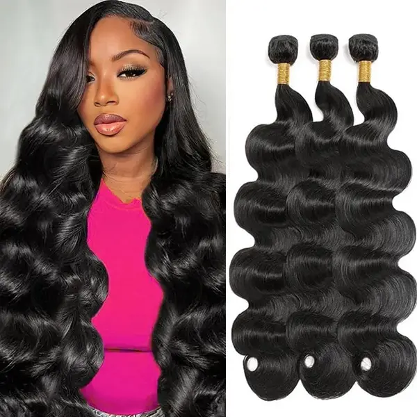 Yonova 100% Human Hair Virgin Bundles Body Wave 4x4 Lace Closure Budget Friendly Quick Weave Sew in/Glue in Viral Hair Bundles Real Hair Extensions New Fashion