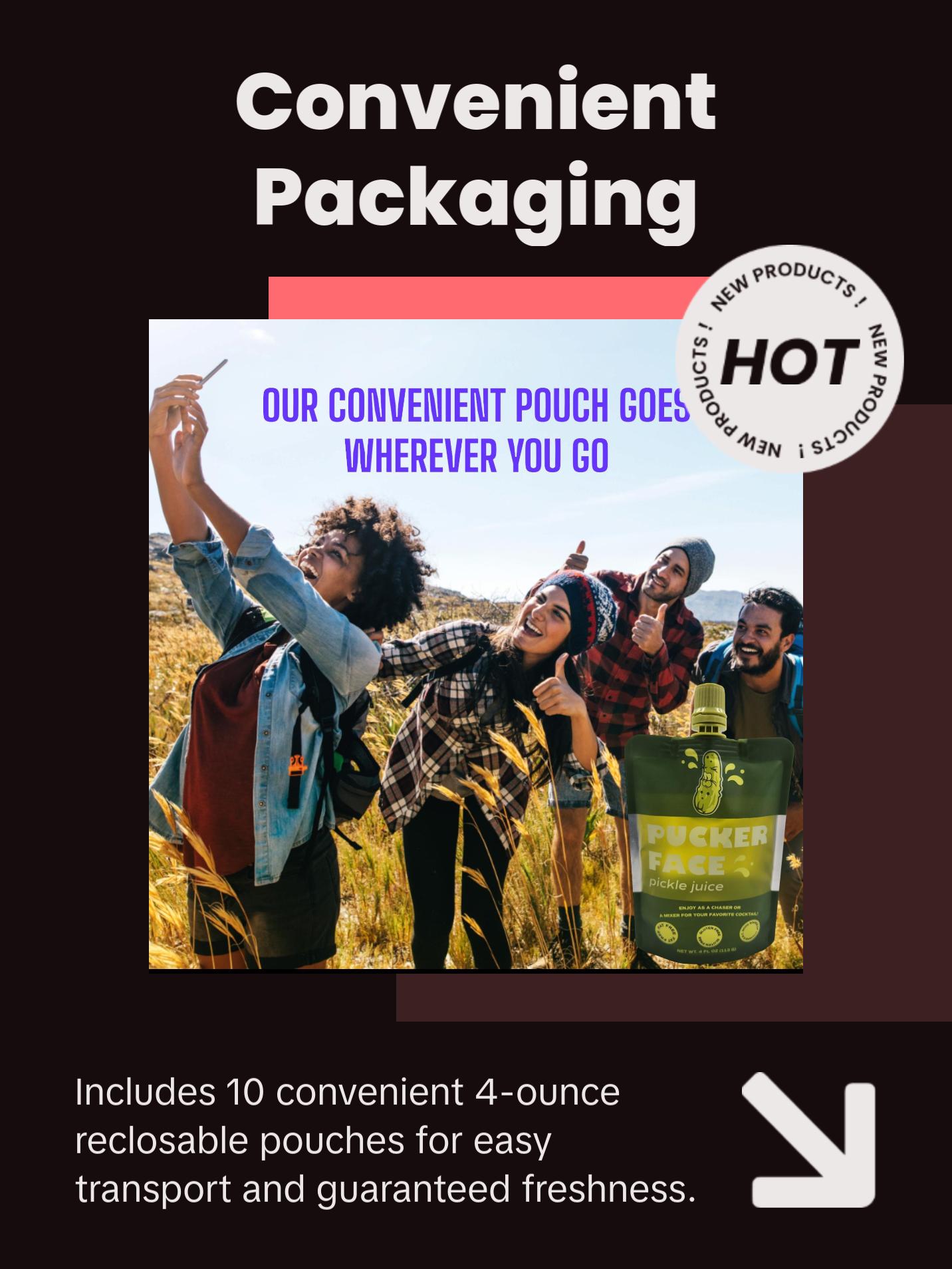 PUCKER FACE PICKLE JUICE CHAMOY FLAVOR 10 4 OUNCE POUCHES