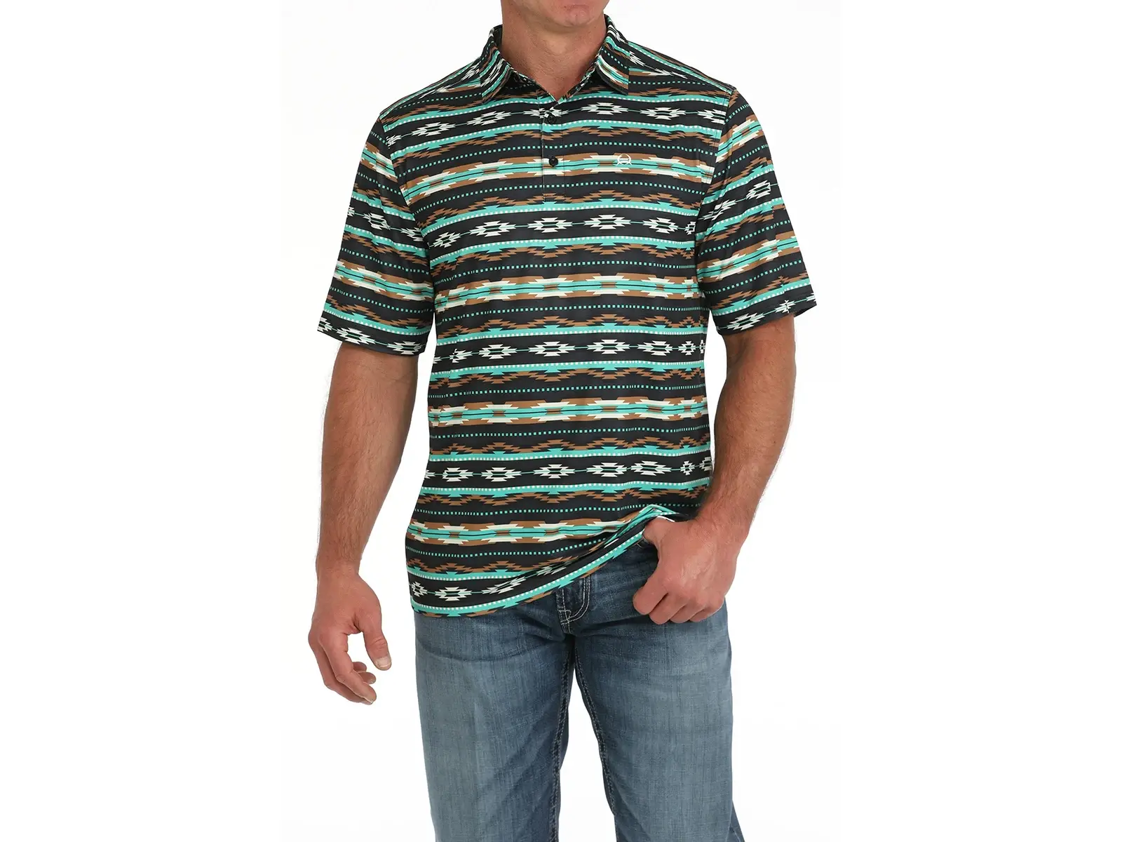 Cinch Aztec Arena Flex Polo All Print Menswear Top streetwear Polo Shirt Gift Men Father Outdoor Hunting Fishing