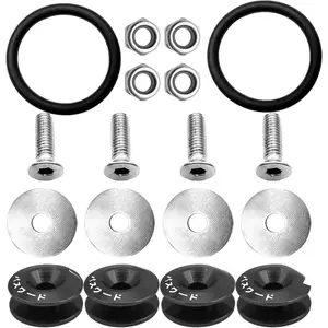 Universal Billet Bumper Trunk Quick Release Fastener Kit, Quick Release Trunk Front Rear Bumper Fasteners Fenders Holders Car Bumper Clips Kit (Black)