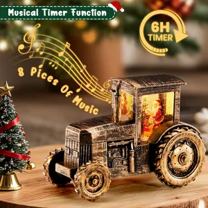 Christmas Musical Truck Snow Globe With Christmas Father Scene, Retro LED Decoration With Music & USB Accessories, Perfect for Christmas Gifts